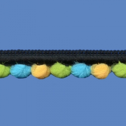 <strong>D38/ 2/141934</strong> - Mini Pom Pom Loop Fringe/ Black-yellow-tourquoise-apple